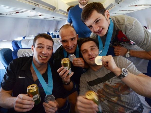 René Vydarený, Andrej Sekera, Tomáš Starosta a Libor Hudáček