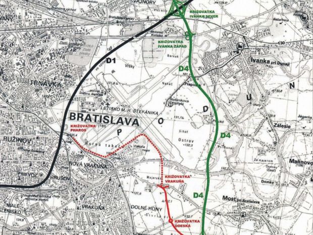 Situácia obchvatu Vrakune po preložke cesty II/572.