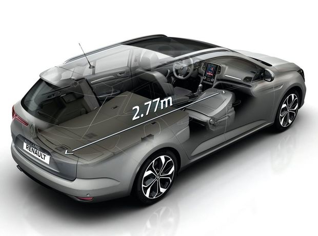 Po sklopení operadla spolujazdca dokáže Sport Tourer
odviezť predmety dlhé až 2,77 metra.
