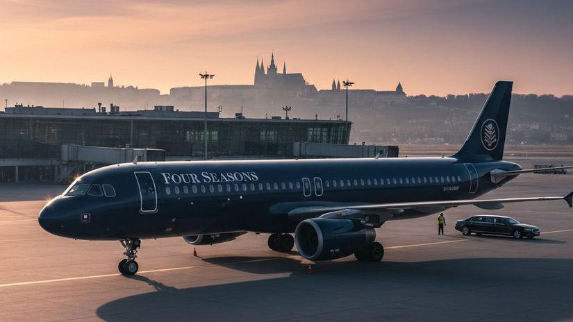 Megaluxusn&yacute; Four Seasons Airbus zosadol v Prahe. Pasažieri dali za letenku 165-tis&iacute;c eur, s&uacute; na v&yacute;lete, ak&yacute; si bežn&yacute; smrteľn&iacute;k nedok&aacute;že ani predstaviť