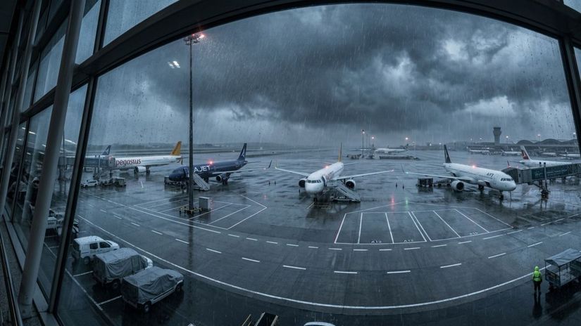 Extr&eacute;mne počasie ochromilo letisko Sabiha G&ouml;k&ccedil;en. Zru&scaron;ilo stovky letov a tis&iacute;ce cestuj&uacute;cich ostalo v neistote