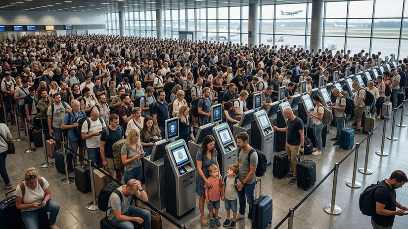 Talianske letisko sa premenilo pre 122 pasažierov na pascu, ľudia v radoch zvracali. Lietadlo nakoniec odletelo bez nich