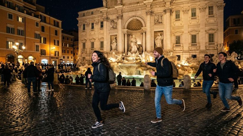 Turisti čakaj&uacute; za br&aacute;nou na &uacute;der 22. hodiny, aby nemuseli platiť vstupn&eacute; 2 eur&aacute;... aby mohli hodiť mincu do font&aacute;ny