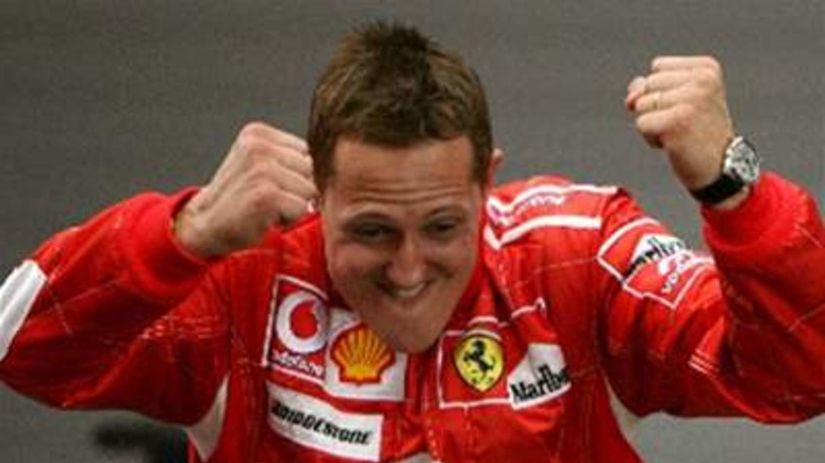 Radosť Michaela Schumachera z víťazstva na VC...