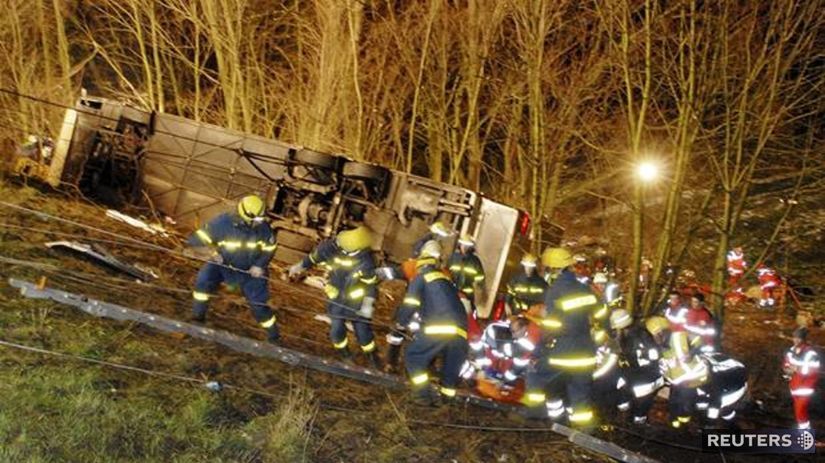 Nehoda belgického autobusu