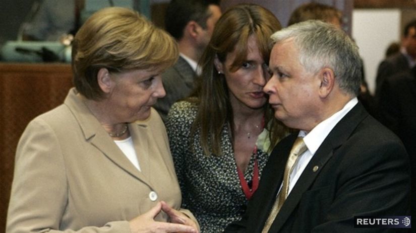Merkelová, Lech Kaczynski
