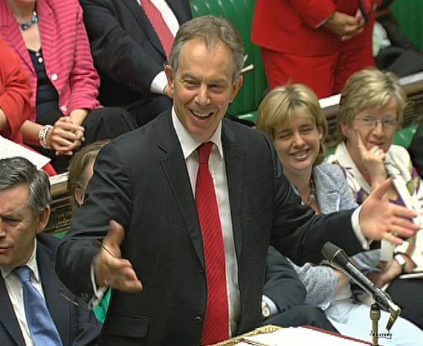 Tony Blair počas svojho posledného prejavu v...