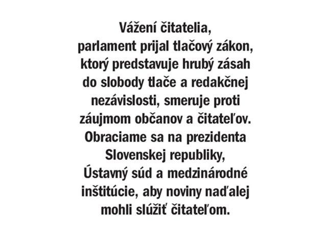 Tento text uverejnili na svojich titulkách...