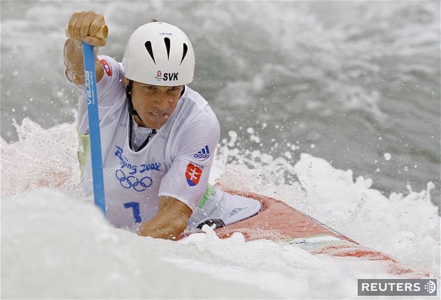 Olympijský víťaz Michal Martikán v Pekingu 2008.