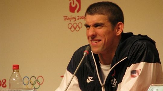 Americký plavec Michael Phelps na tlačovej...