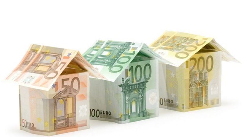 euro, domy, bankovky