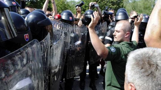 Vodca Slovenskej Pospolitosti Marian Kotleba na...