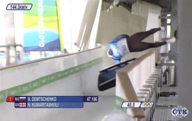 Záber z tlevízneho prenosu. Nodar Kumaritašvili...