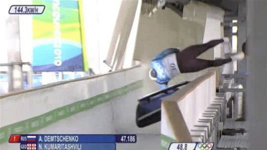 Záber z tlevízneho prenosu. Nodar Kumaritašvili...