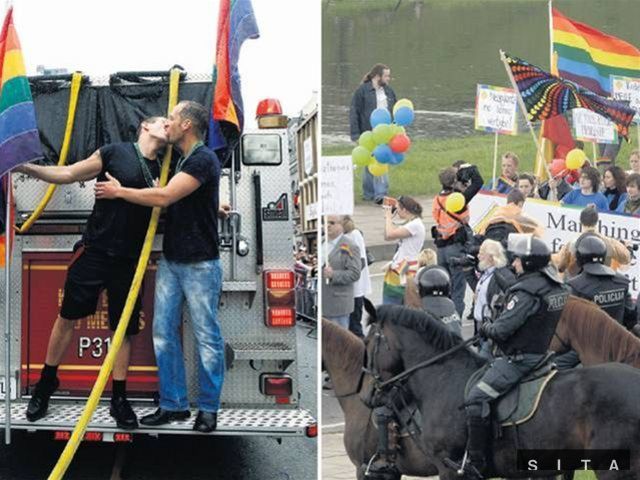 Kým v Amsterdame (vľavo) sa počas dúhového...