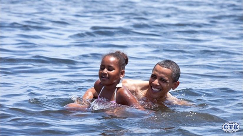 Obama, Mexický záliv, USA, kúpanie