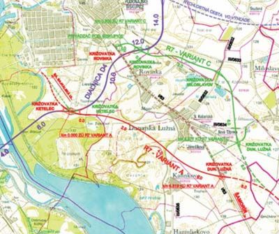 Varianty trasy R7 Bratislava - Dunajská Lužná