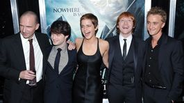 Zľava: Ralph Fiennes, Daniel Radcliffe, Emma Watson, Rupert Grint a Tom Felton