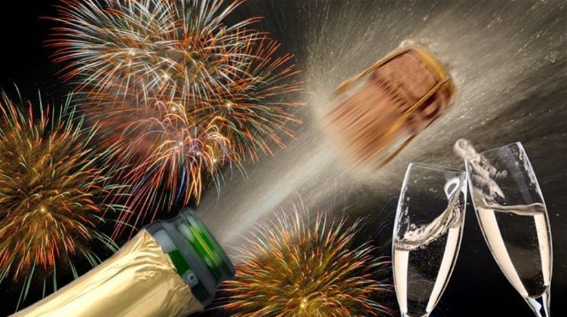šampanské, nový rok, ohňostroj, víno, prípitok