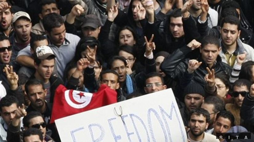 Tunisko, nepokoje, demonštrácia, protest