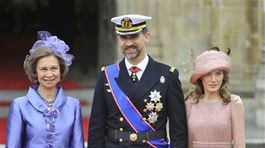 Španielska kráľovná Sofia, korunný princ Felipe a princezná Letizia.
