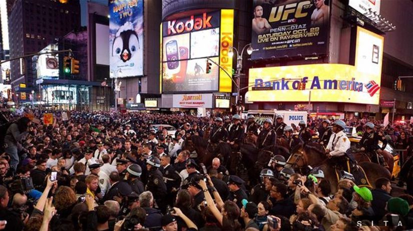 Times Square, New York, protest, demonštrácia
