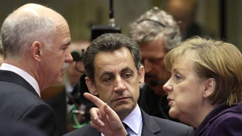 Papandreu, Sarkozy, Merkelová