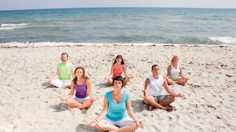 joga, pláž, cvičenie