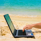 notebook, pláž, dovolenka, relax, more