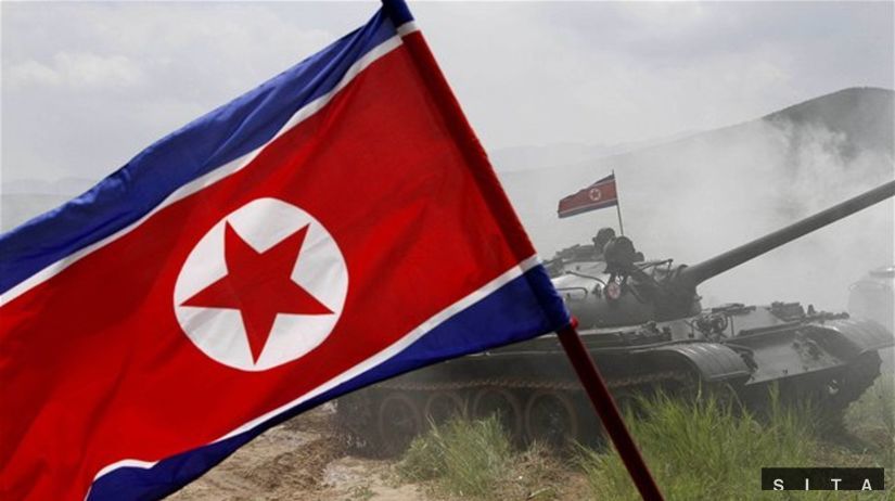 Severná Kórea, vlajka, tank
