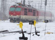 vlak, stanica, sneh, výhybky