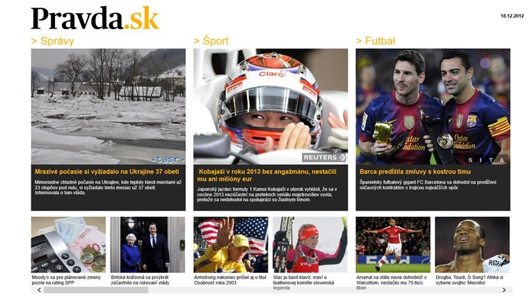 Aplikácia Pravda pre Windows 8.