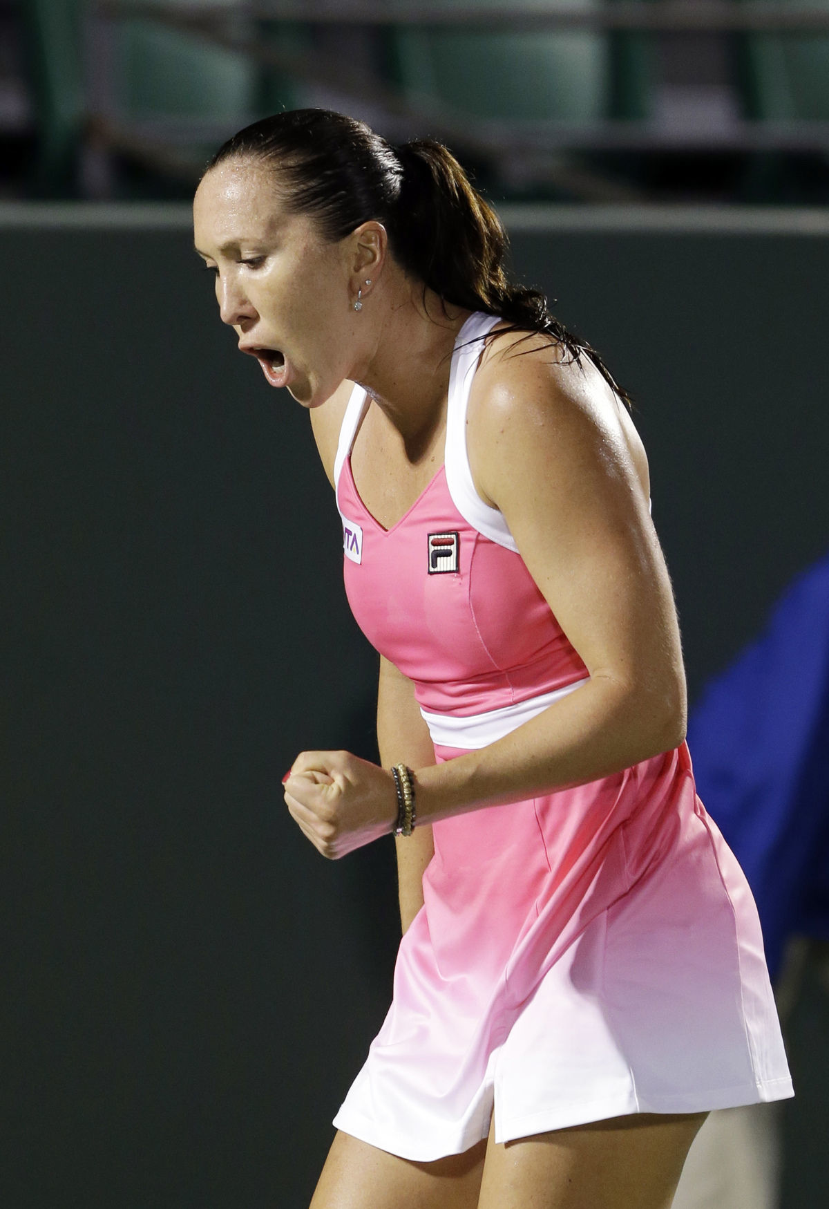 Jelena Jankovičová a jej víťazné gesto.