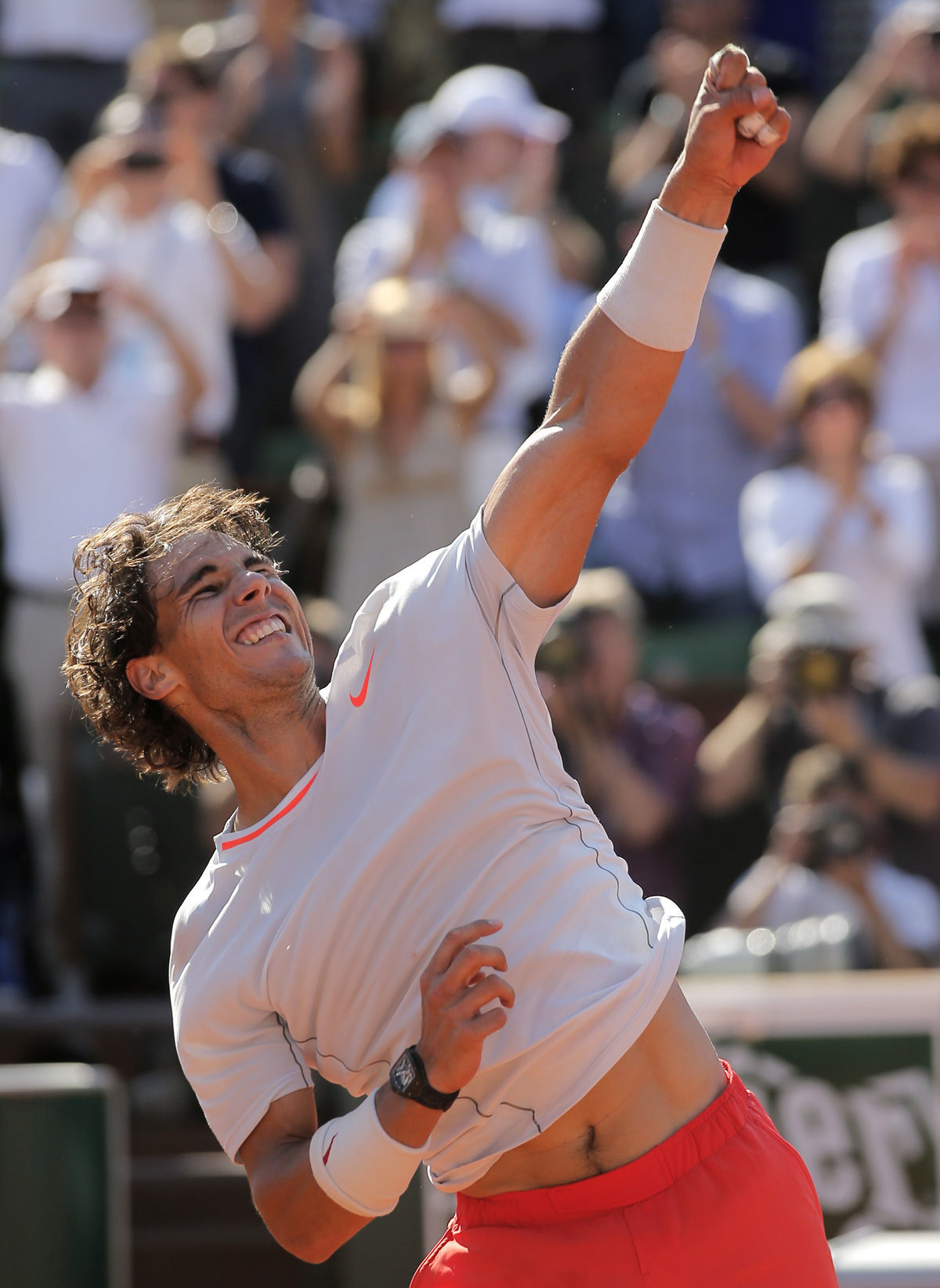Rafael Nadal a jeho víťazné gesto.
