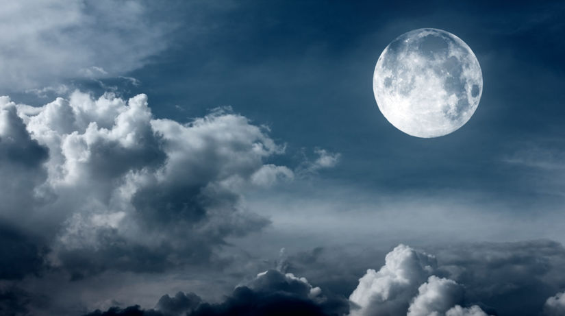 spln, mesiac, noc, obloha