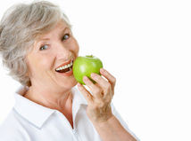 žena, staroba, strava, ovocie, jablko
