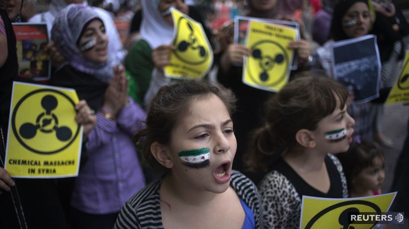 Sýria, New York, protest, chemické zbrane 