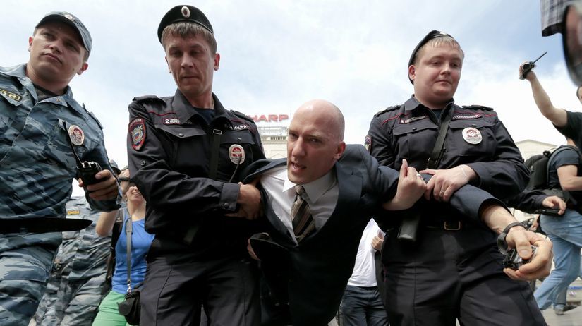 polícia, aktivista, demonštrácia, Rusko