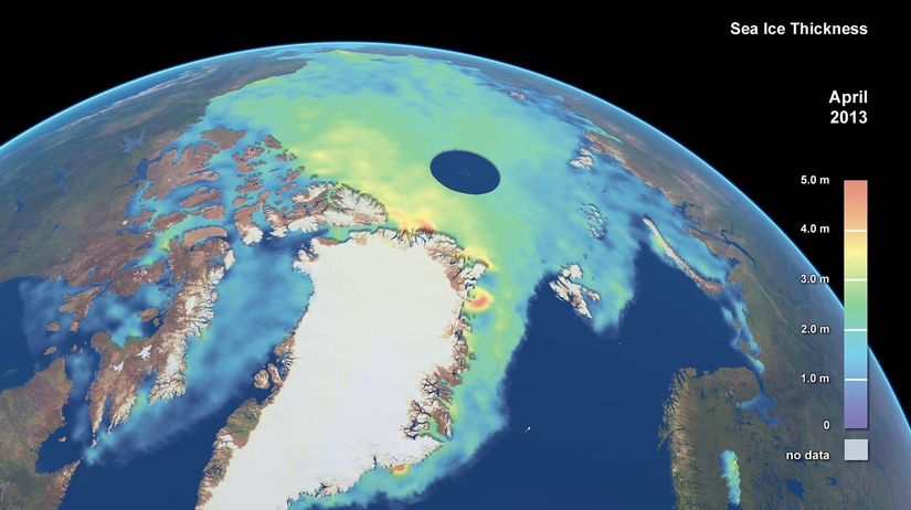 arktída, ľad, arktický ľad, satelit, cryosat