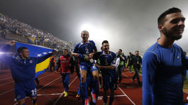 Futbalisti Bosny oslavujú postup na MS.