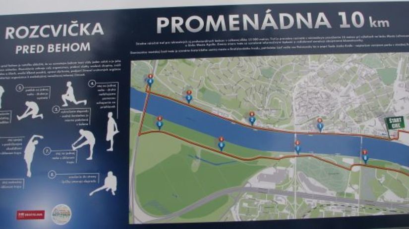 Informačná tabuľa o bežeckej trati.
