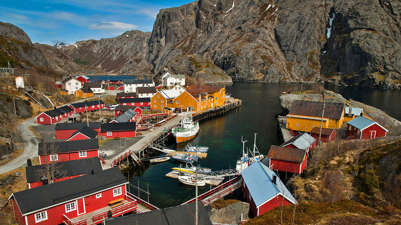 Rybárska dedinka Nusfjord (Lofoty, Nórsko)