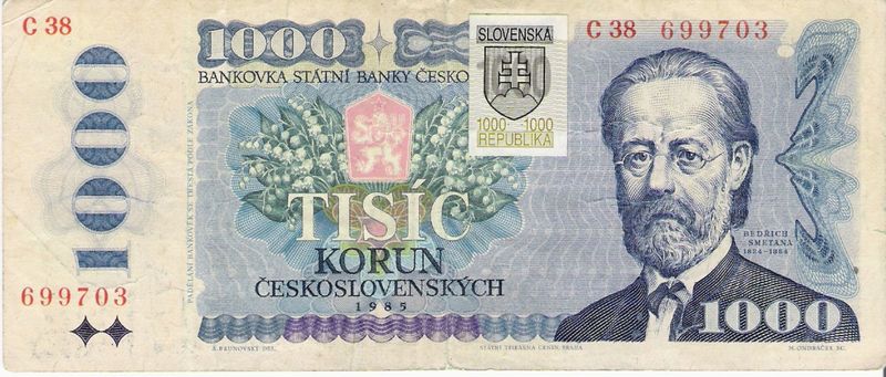 Tisíckoruna s kolkom Slovenskej republiky.