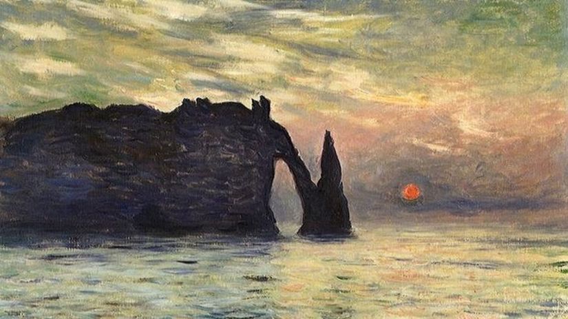 Claude Monet: Útes, Étretat, západ slnka