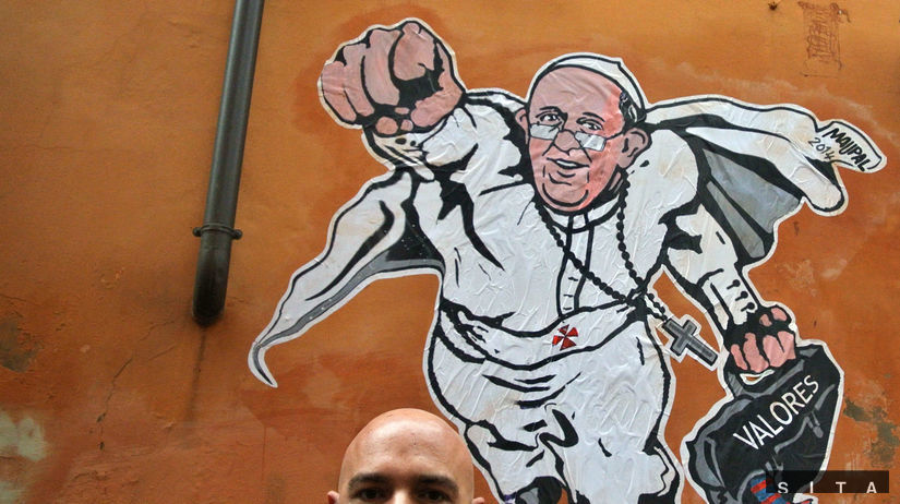 Pápež František, Superman, graffiti