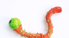 13 - Brosna Placida ornatus - Naplavene drevo z Indie  Bavlna  Sklo