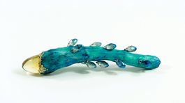 4-Brosna Blue Dragon- Citrin  Naplavene drevo z Indie  Sklo  Granulat  Striebro