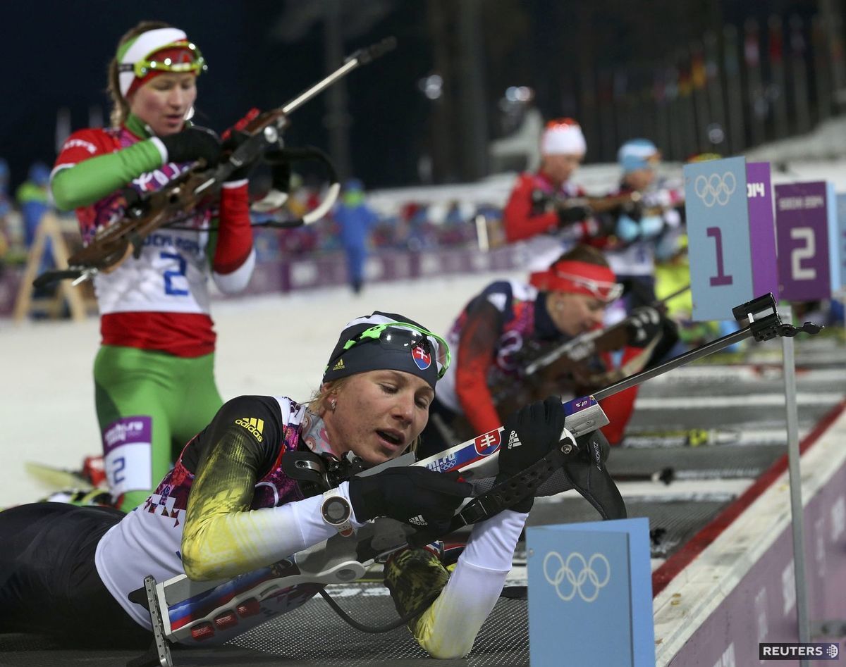 Anastasia Kuzminová na prvej streľbe ešte...