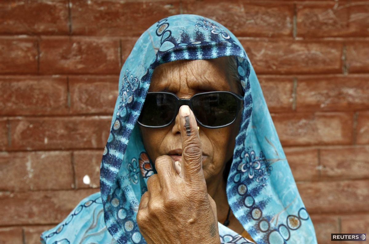 india, voľby, prst