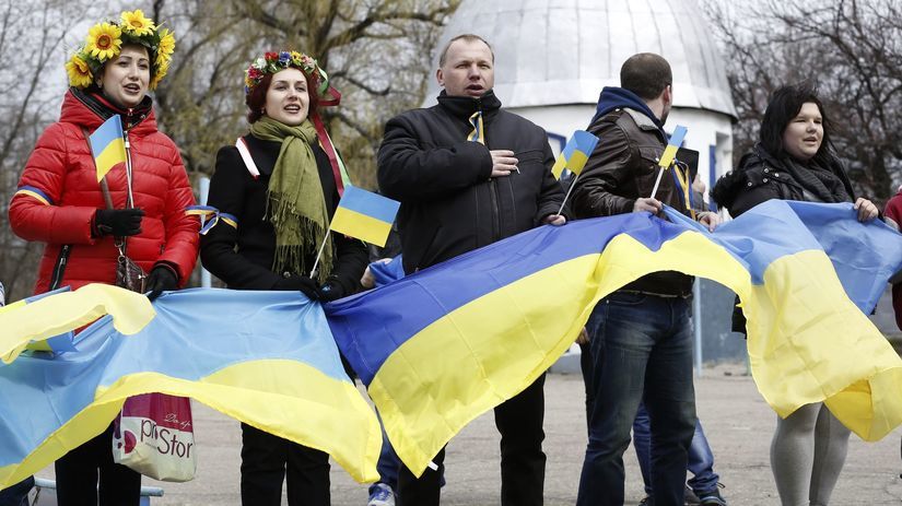 Ukrajina, Doneck, demonštranti